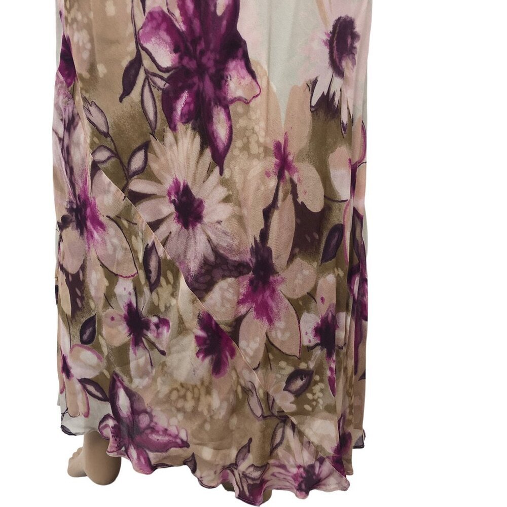 Vintage Majick Floral Printed Sequin Maxi Dress Short‎ Sleeve Long Boho Dress L - Picture 7 of 9